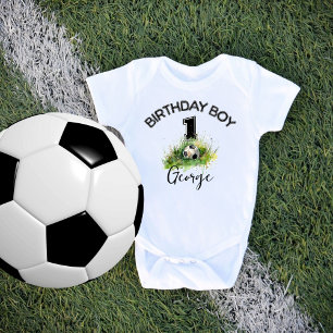 Individuelle Name Soccer Ball Erster Geburtstag Baby Strampler