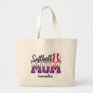 Individuelle Name Softball Mama   Pink und Gold Po Jumbo Stoffbeutel