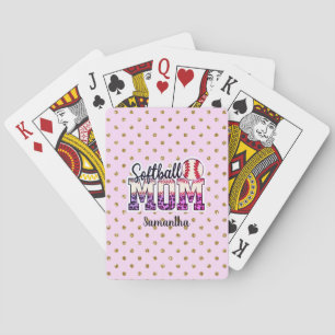 Individuelle Name Softball Mama Pink und Gold Po Spielkarten