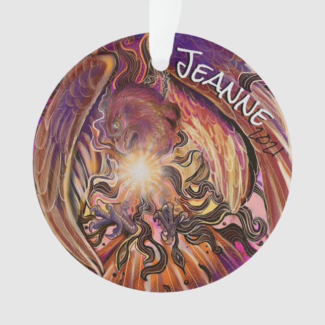 Individuelle Name Solar Burst Hawk Ornament (Vorderseite)