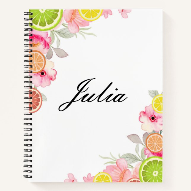 INDIVIDUELLE NAME SOMMERZITRUSFRÜCHTE NOTEBOOK NOTIZBUCH (Vorderseite)