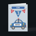 Individuelle Name Son 3. Geburtstag Blue Police Ca Karte<br><div class="desc">Passen Sie das Cover dieser Karte mit dem Namen Ihres Sohnes auf der Seite der Polizeikarte an. Es wird großartig sein, ihn zu begrüßen, sobald er kommt, um seinen 3. Geburtstag sehr bald zu feiern. Teilen Sie mit ihm eine lustige Nachricht, die sicher sein wird, ein Lächeln auf sein hübsches...</div>