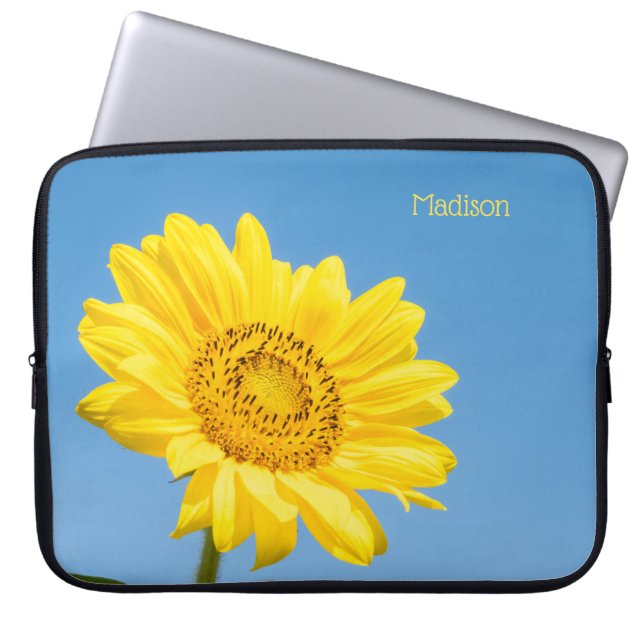 Individuelle Name Sonnenblume Laptopschutzhülle (Vorderseite)