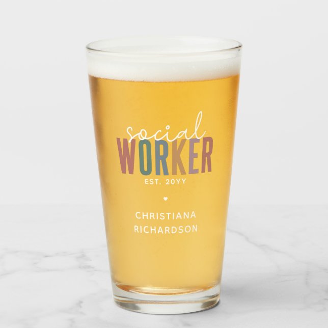 Individuelle Name Sozialarbeiter Abschluss Geschen Glas (Vorne (Gefüllt))