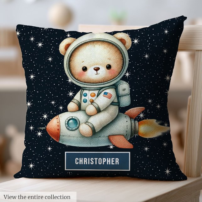 Individuelle Name Space Teddy Bear Kissen für Baby (Custom Name Space Teddy Bear Pillow for Baby Boy)