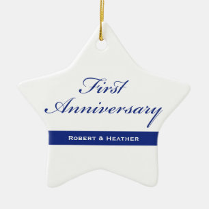Individuelle Name, Sparkle zum ersten Hochzeitstag Keramik Ornament