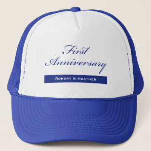 Individuelle Name, Sparkle zum ersten Hochzeitstag Truckerkappe