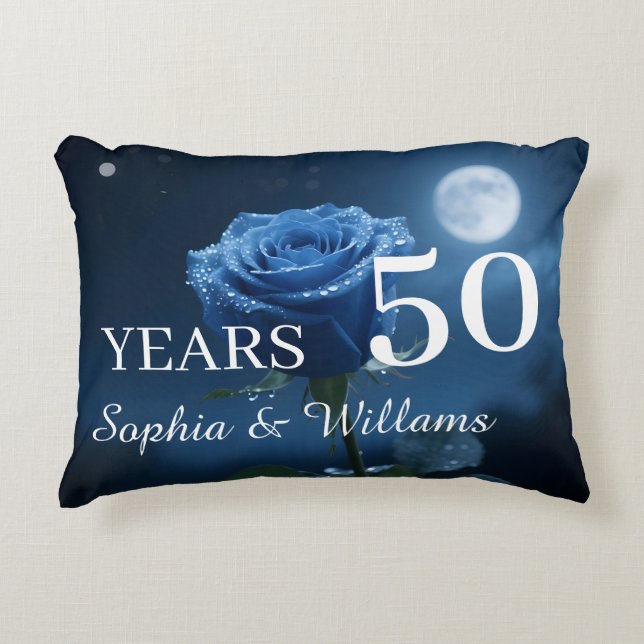 Individuelle Name & Special Years Romantische Blau Dekokissen (Vorderseite)