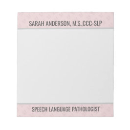 Individuelle Name Speech Language Pathologist SLP  Notizblock