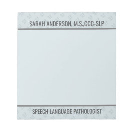 Individuelle Name Speech Language Pathologist SLP  Notizblock