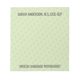Individuelle Name Speech Language Pathologist SLP  Notizblock