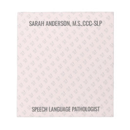 Individuelle Name Speech Language Pathologist SLP  Notizblock
