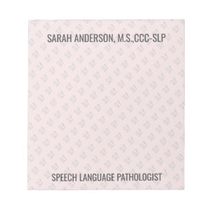 Individuelle Name Speech Language Pathologist SLP  Notizblock