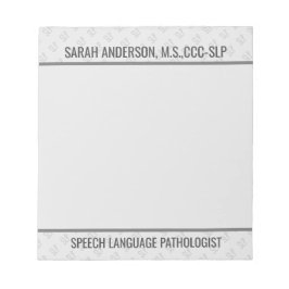 Individuelle Name Speech Language Pathologist SLP  Notizblock