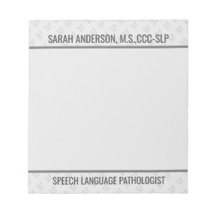 Individuelle Name Speech Language Pathologist SLP  Notizblock