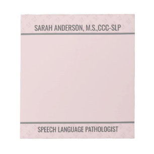 Individuelle Name Speech Language Pathologist SLP  Notizblock