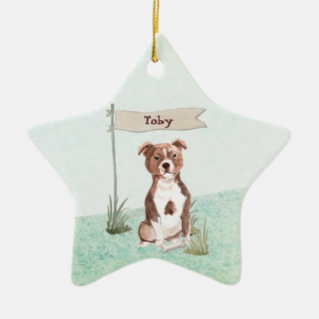 Individuelle Name Staffordshire Bull Terrier Pet D Keramik Ornament (Vorne)