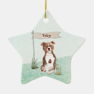 Individuelle Name Staffordshire Bull Terrier Pet Keramik Ornament