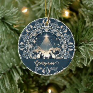 Individuelle Name Star of Wonder Nativity Dot Mand Keramik Ornament