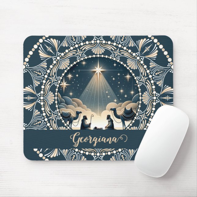 Individuelle Name Star of Wonder Nativity Dot Mand Mousepad (Mit Mouse)