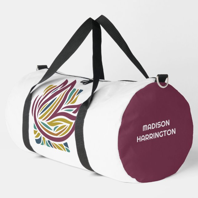 Individuelle Name Stilisierte Schmetterling Duffle Bag (Linke Ecke)