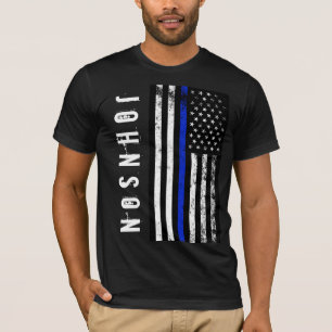 Individuelle Name Störte Polizei - USA-Flagge T-Shirt