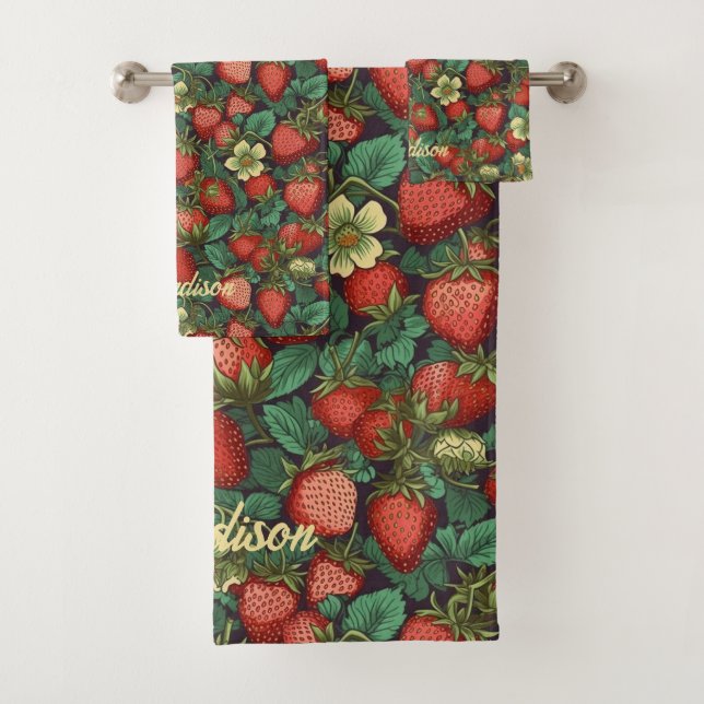 Individuelle Name Strawberry Pattern Badhandtuch Set (Insitu)