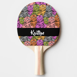 Individuelle Name Stripe Kätzchen Tischtennis Schläger