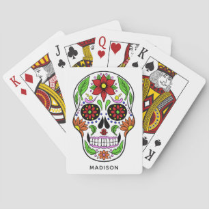 Individuelle Name Sugar Skull Spielkarten