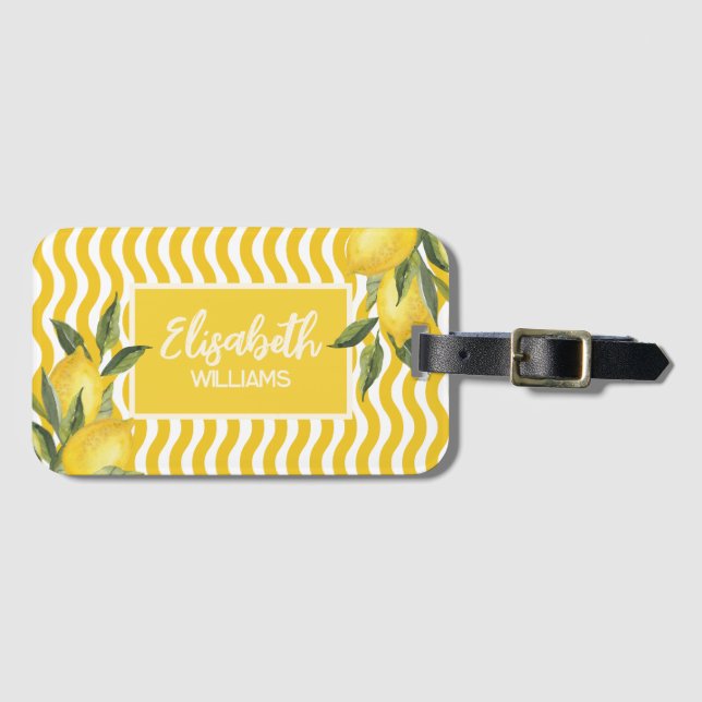 Individuelle Name Summer Mediterranean Lemon Gepäckanhänger (Vorderseite (Horizontal))