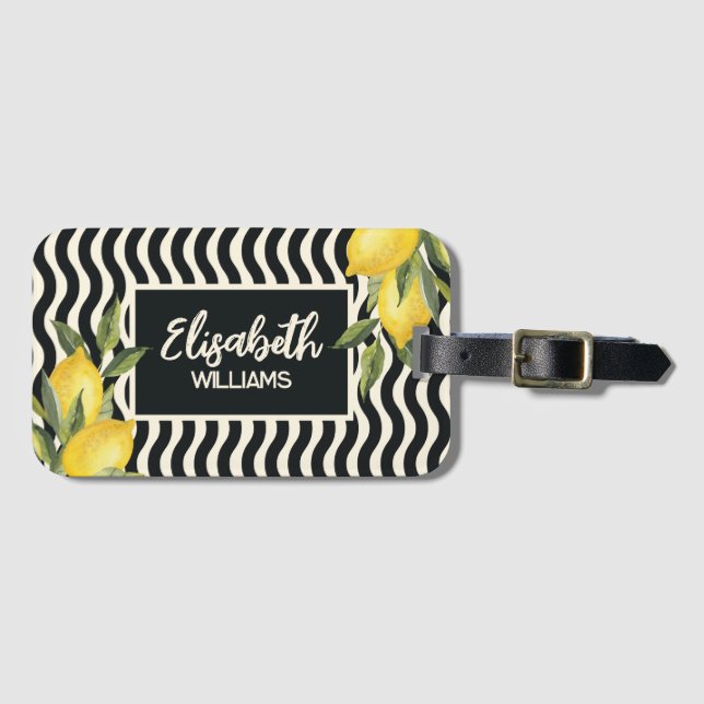 Individuelle Name Summer Mediterranean Lemon Gepäckanhänger (Vorderseite (Horizontal))