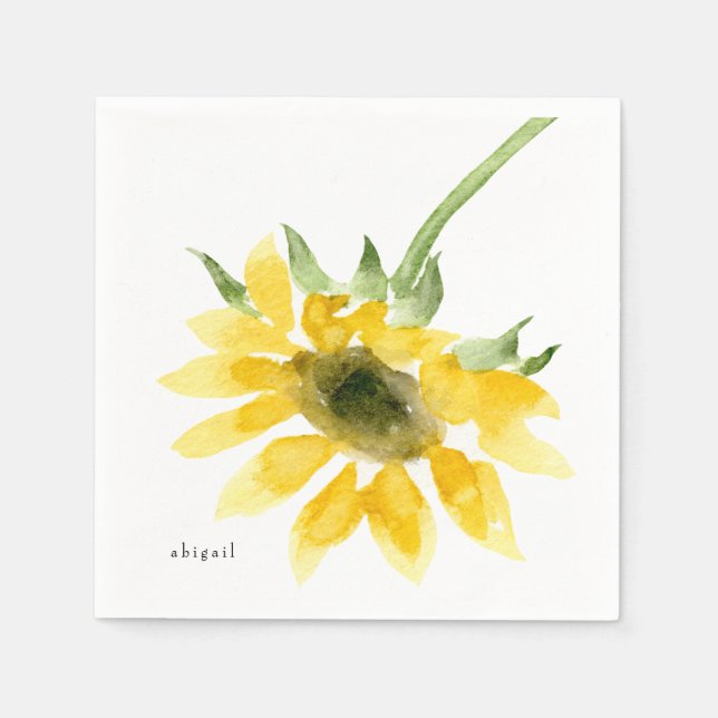 Individuelle Name Sunflower Cocktail Napkin Serviette (Vorderseite)