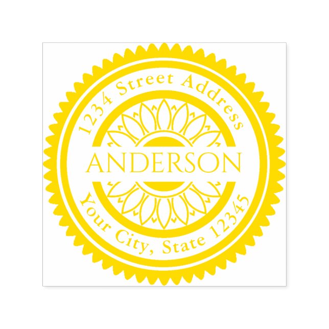 Individuelle Name Sunflower Runde Rücksendeadresse Permastempel (Design)