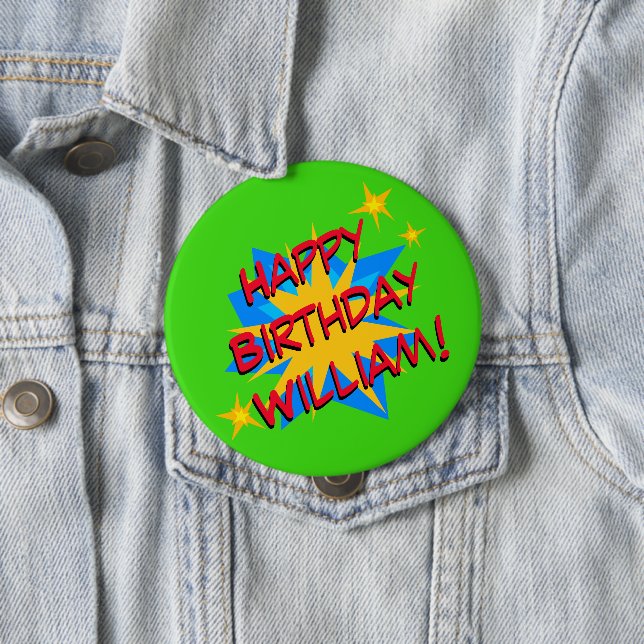 Individuelle Name Superhero Birthday Party Button (Beispiel)