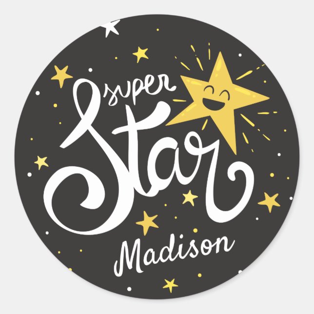 Individuelle Name Superstar Runder Aufkleber (Vorderseite)