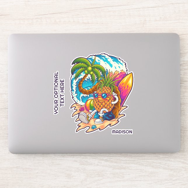 Individuelle Name Surfen Ananas Aufkleber (Computer)