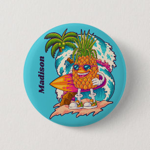 Individuelle Name Surfen Ananas Button