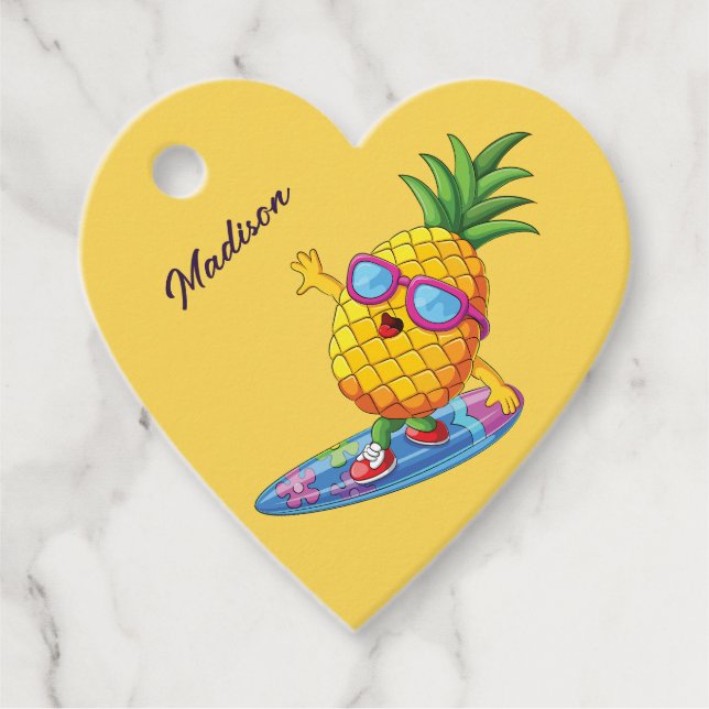 Individuelle Name Surfen Ananas Geschenkanhänger (Vorderseite)