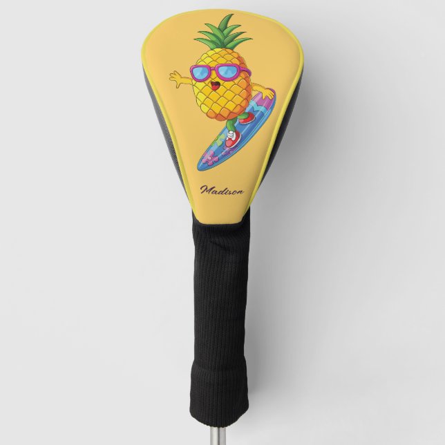 Individuelle Name Surfen Ananas Golf Headcover (Vorderseite)