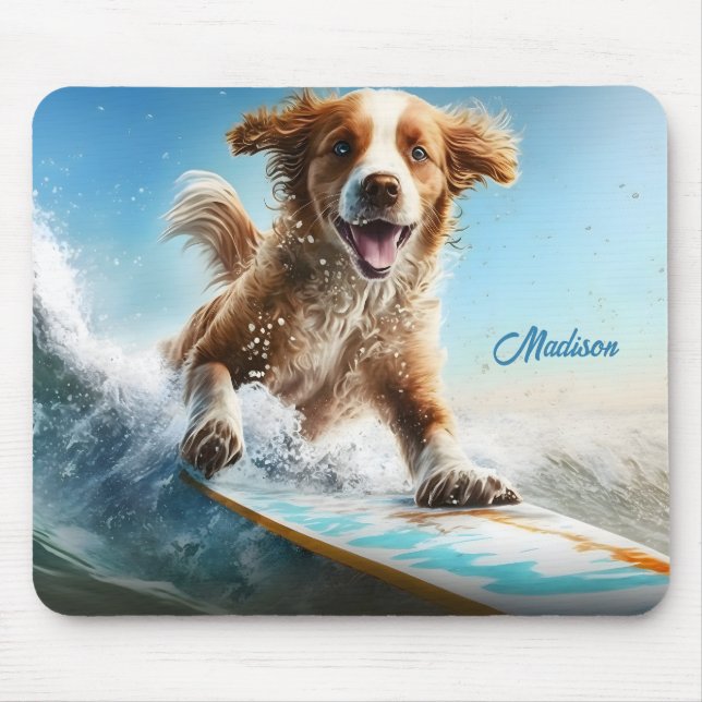 Individuelle Name Surfhund Mousepad (Vorne)