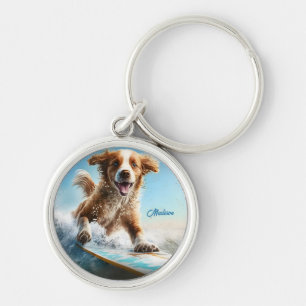Individuelle Name Surfhund Schlüsselanhänger
