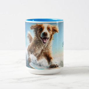 Individuelle Name Surfhund Zweifarbige Tasse
