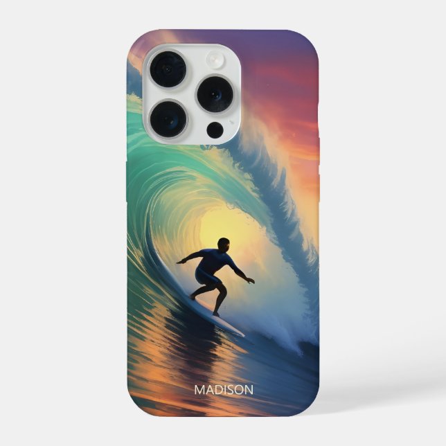Individuelle Name Surfing iPhone Hülle (Rückseite)