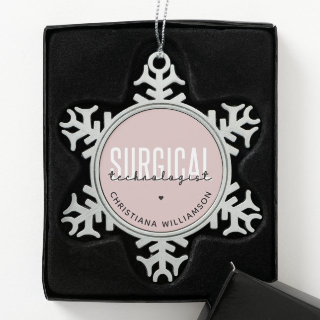 Individuelle Name Surgical Technologe Med Surg Tec Schneeflocken Zinn-Ornament (Box)