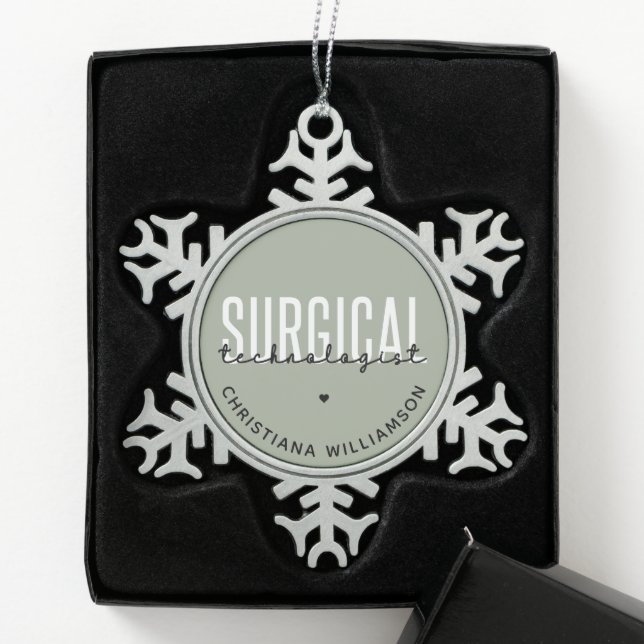 Individuelle Name Surgical Technologe Med Surg Tec Schneeflocken Zinn-Ornament (Box)