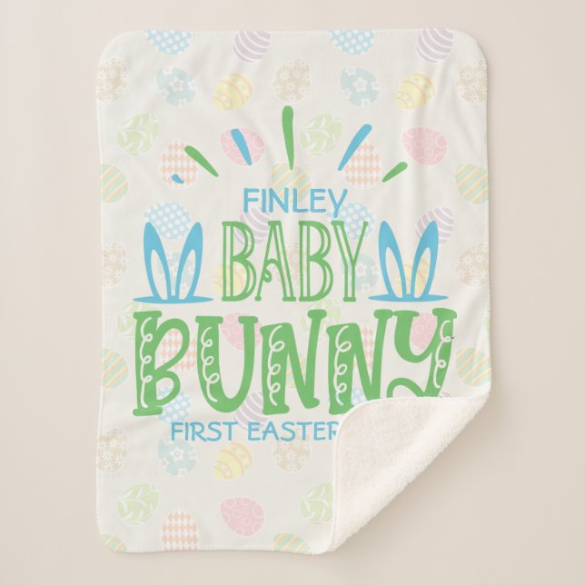 Individuelle Name Sweet Baby Bunny First Ostereier Sherpadecke (Vorderseite)