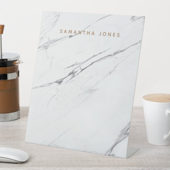 Individuelle Name Table Modern White Marble Table  Sockelschild (In Situ)