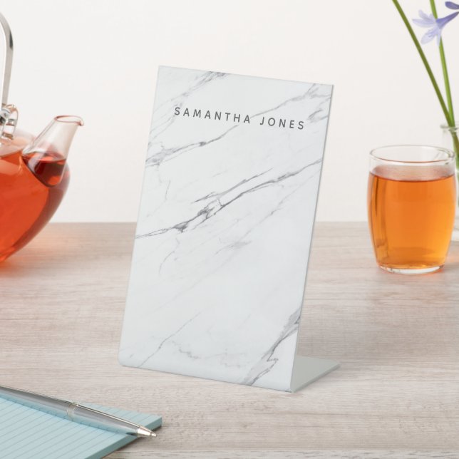Individuelle Name Table Modern White Marble Table  Sockelschild (In SItu)