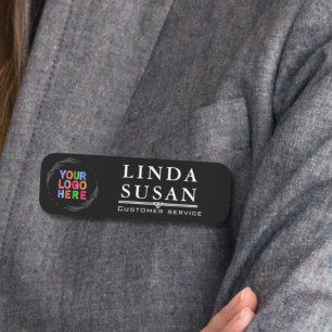 Individuelle Name-Tags mit Logos und schwarzem Tex Namensschild