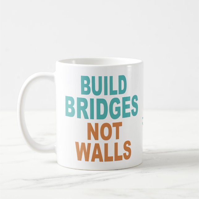 individuelle Name-Tasse "Bridges Not Walls bauen" Tasse (Links)